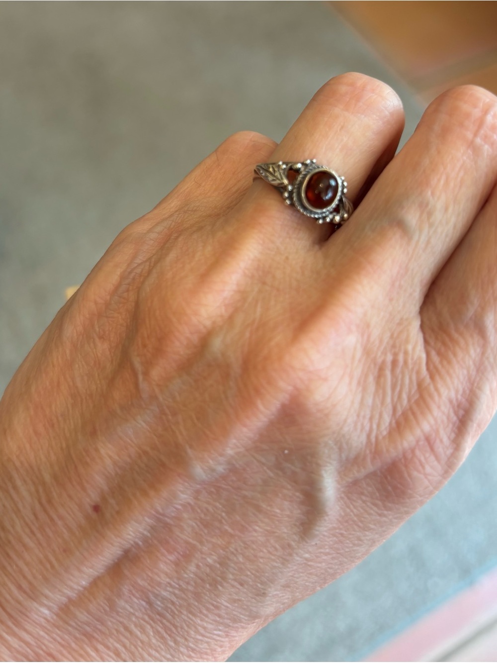 Sterling Silver Garnet Ring - Deep Red Gemstone